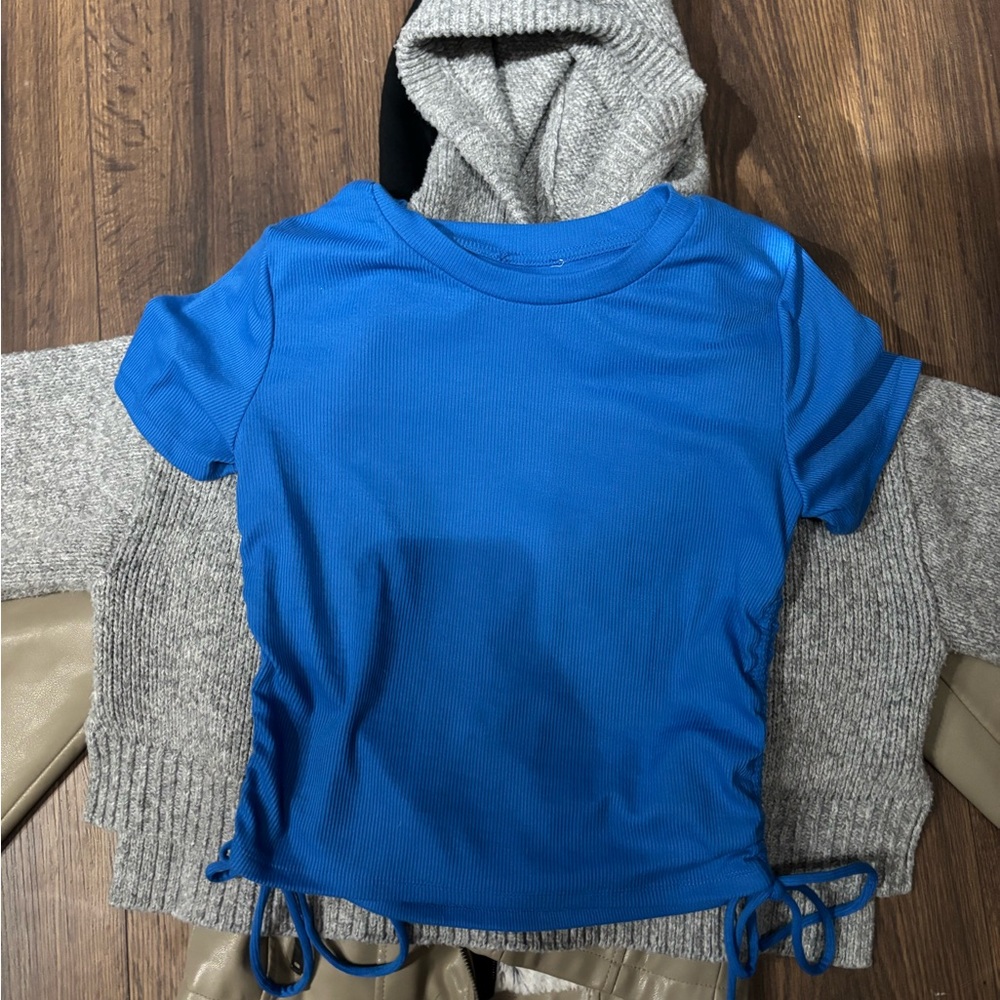 Zara Royal Blue Short Sleeve Tee with Side Ties